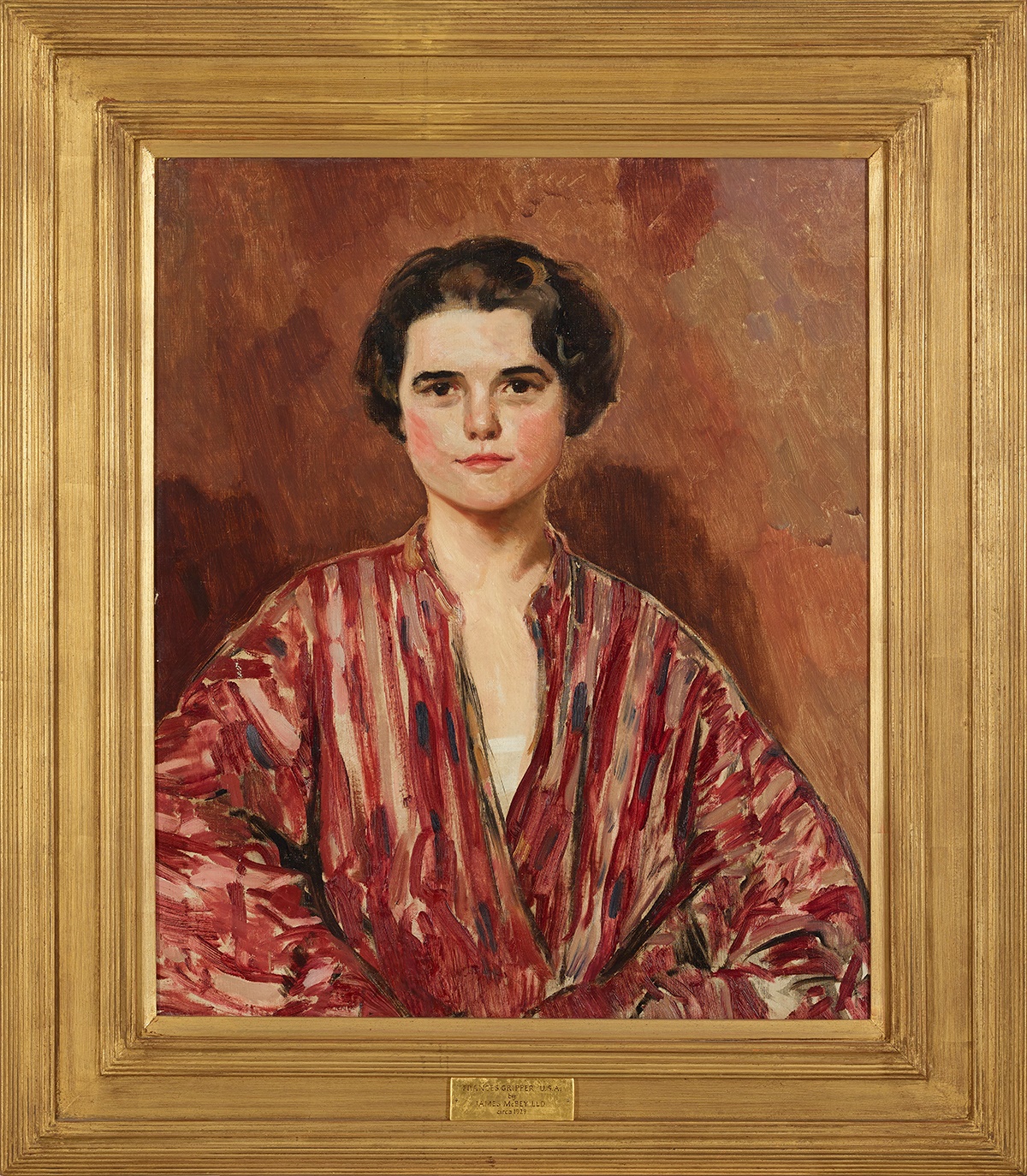 AMES MCBEY (SCOTTISH 1883-1959), HALF LENGTH PORTRAIT OF FRANCES GRIPPER